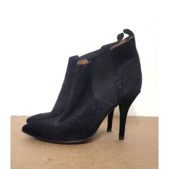 Isabel Marant Cleane Black Leopard Ankle Boots Womens Size 39 Velvet Leather - Picture 1 of 11